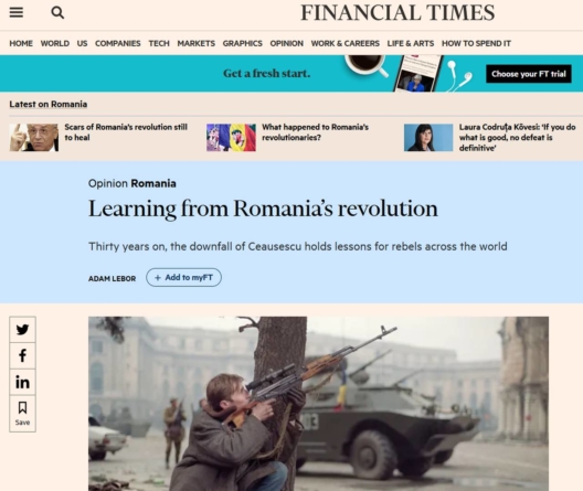Financial Times: Ce e de învățat de la revoluția din România