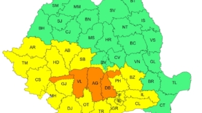 Final de săptămână cu coduri portocalii și galbene în jumătatea de sud a României. Iată zonele cele mai afectate