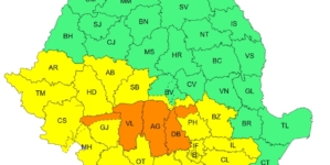 Final de săptămână cu coduri portocalii și galbene în jumătatea de sud a României. Iată zonele cele mai afectate